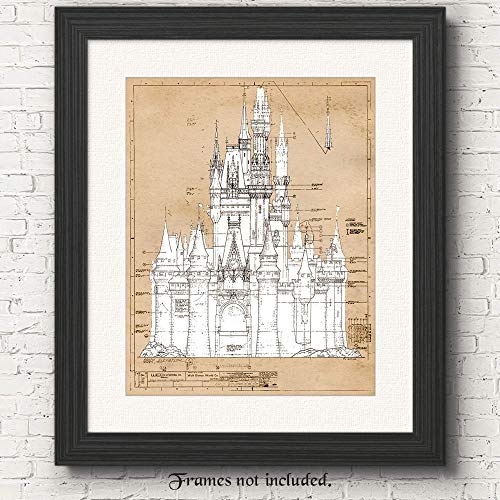 Product Cover Cinderella Castle Vintage Patent Poster Prints, Set of 1 (11x14) Unframed Photo, Great Wall Art Decor Gifts Under 15 for Home, Office, Nursery, Teacher, Women, Adult, Disney Princess Decorations Fan
