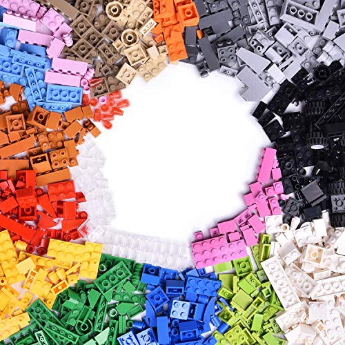 Product Cover 1100 PCs Building Bricks in 17 Popular Colors and 147 Mixed Shapes, Classic Creative Building Blocks Compatible with All Major Brands, Bulk Basic Bricks Toys, Birthday Gift for Kids, Boys