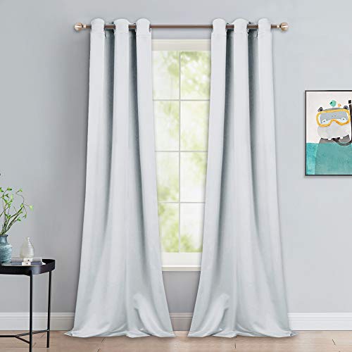 Product Cover NICETOWN Room Darkening Long Curtain Set - Window Treatment Thermal Insulated Grommet Long Drapes for Living Room (2 Panels, 42 by 90, Greyish White)