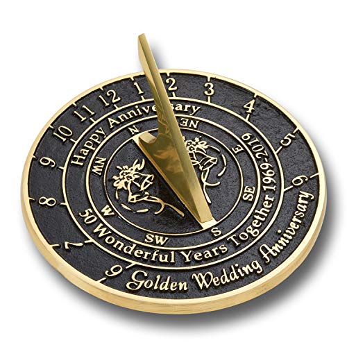 Product Cover The Metal Foundry 50th Golden Wedding Anniversary 2019 Sundial Gift Idea is A Great Present for Him, for Her Or for A Couple to Celebrate 50 Years of Marriage