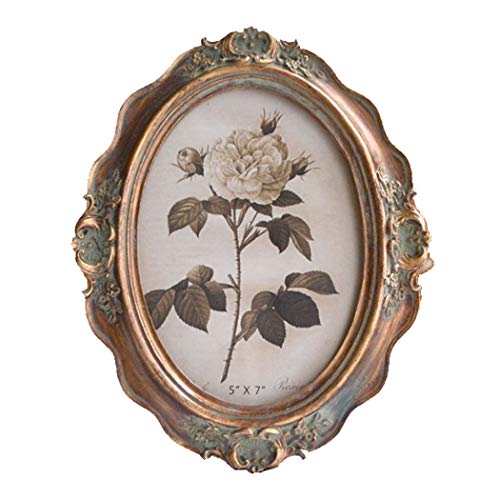 Product Cover CISOO Vintage Oval Picture Frame 5x7 Table Top Display Wall Mounting Antique Photo Frame Home Decor (Bronze)