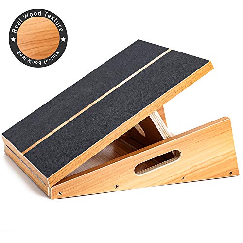 Product Cover Professional Wooden Slant Board, Adjustable Incline Board and Calf Stretcher, Stretch Board, Extra Side Handle Design for Portability, 16 X 12.5 Inches, 5 Positions (450 LB Capacity) (Full-Coverage)