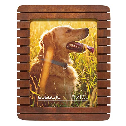 Product Cover Eosglac 8x10 Picture Frame, Wood Finish with Glass Front, Tabletop and Wall Mounting, Vertically or Horizontally Display, Rustic Brown