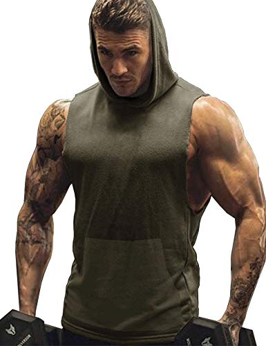 Product Cover URRU Men's Hooded Tank Tops Workout Sleeveless Muscle Shirt with Kanga Pocket S-XXL
