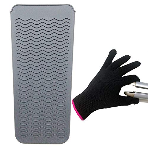 Product Cover Heat Resistant Mat Pouch and Heat Resistant Glove for Curling Irons, Hair Straightener, Flat Irons and Hair Styling Tools 11.5