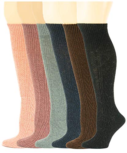 Product Cover Sumona 6 pairs / 4 Pairs Women Wool Cable Knit Knee High/Thigh High/Crew Winter Boot Socks 9-11
