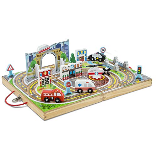 Product Cover Melissa & Doug Take-Along Town (Wooden Portable Play Surface, 18 Pieces, Great Gift for Girls and Boys - Best for 3, 4, and 5 Year Olds)