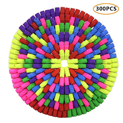 Product Cover Habbi 300pcs Eraser Caps, Pencil Top Erasers, Pencil Cap Erasers, Eraser Tops, Color Pencil Eraser Toppers for Home, School and Office