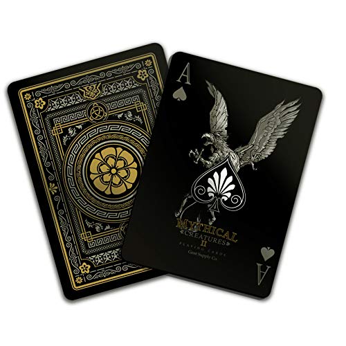 Product Cover Gent Supply Plastic Waterproof Mythical Creatures II (All New Creatures) - Black Silver & Gold Edition Playing Cards
