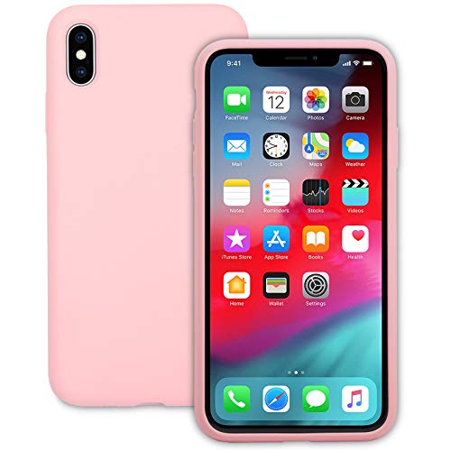 Product Cover IVSUN Case for iPhone Xs Max 6.5-Inch Liquid Silicone 360 Full Protection Rubber Gel Cover Slim [ Anti-Fingerprint ] [ Scratch-Resistance ] [ Smooth Touch Feeling ] - Pink