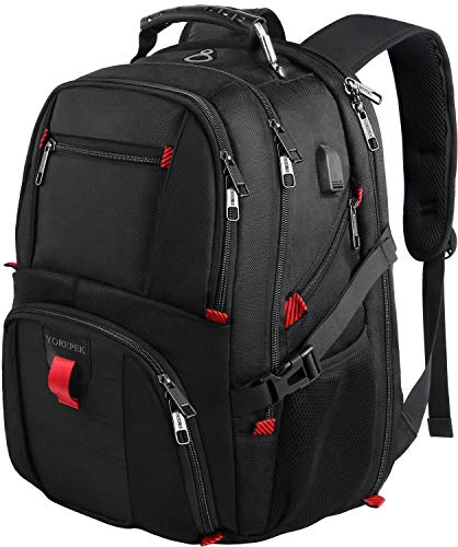 Product Cover 18.4 Laptop Backpack,Large Computer Backpacks Fit Most 18 Inch Laptop with USB Charger Port,TSA Friendly Flight Approved Weekend Carry on Backpack with Luggage Strap for Men and Women,Black
