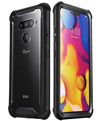 Product Cover i-Blason Ares Designed for LG V40 Case, LG V40 ThinQ 2018 Release, Full-Body Rugged Clear Bumper Case with Built-in Screen Protector, Black