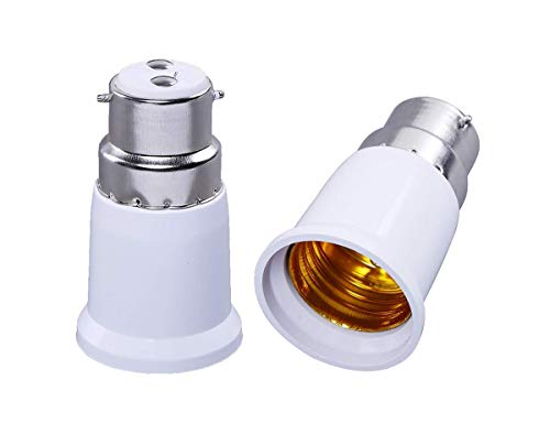 Product Cover Electomania® E27 to B22 Screw Base Socket Ceramic Lamp Holder Light Bulb Adapter (White, 2-Piece)
