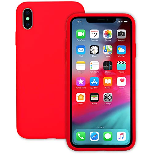 Product Cover IVSUN Case for iPhone Xs Max 6.5-Inch Liquid Silicone 360 Full Protection Rubber Gel Cover Slim [ Anti-Fingerprint ] [ Scratch-Resistance ] [ Smooth Touch Feeling ] - Red