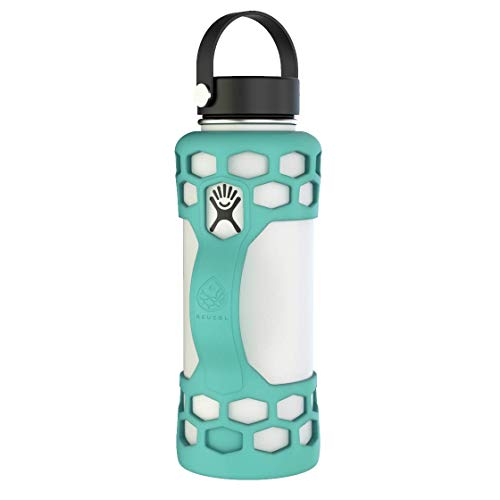 Product Cover REUZBL Bottle Bumper Silicone Sleeve Protector with Handle for Hydro Flask 21oz 24oz 32oz 40oz (Seafoam, 21oz)