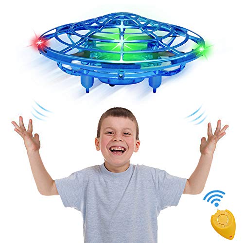 Product Cover UFO Flying Ball Toys, Gravity Defying Hand-Controlled Suspension Helicopter Toy, Infrared Induction Interactive Drone Indoor Flyer Toys with 360° Rotating & LED Lights For Kids, Teenagers Boys Girls