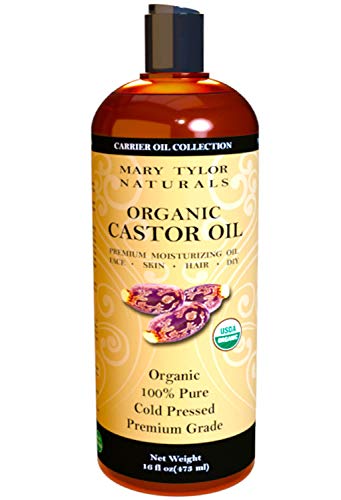 Product Cover Organic Castor Oil (16 oz) USDA Certified, Cold Pressed, Hexane Free, 100% Pure, Amazing Moisturizer for Skin, Stimulates Growth for Hair, Eyelashes and Eyebrows By Mary Tylor Naturals