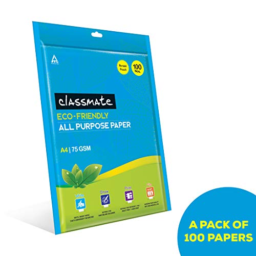 Product Cover Classmate A4 Size all purpose paper - White, Unruled, Pack of 100