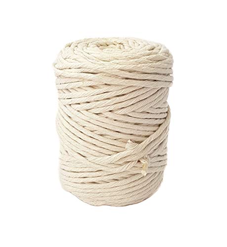 Product Cover Macrame Cord 5mm Single Strand Twisted 393 feet String Natural Cotton Cord for Crafts Plant Hanger DIY Projects