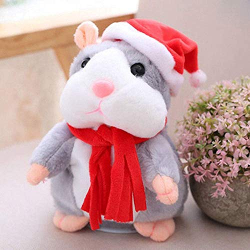 Product Cover Bisnuy Cheeky Hamster Talking Mouse pet Christmas Toy Speak Sound Record Hamster Gift - Gray