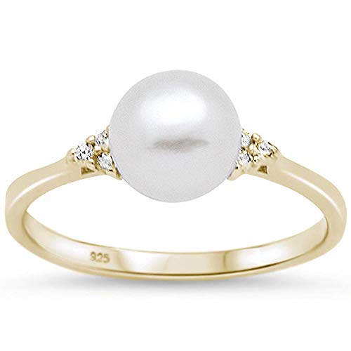 Product Cover Oxford Diamond Co Sterling Silver Fresh Water Pearl & Cubic Zirconia Ring Sizes 5-10