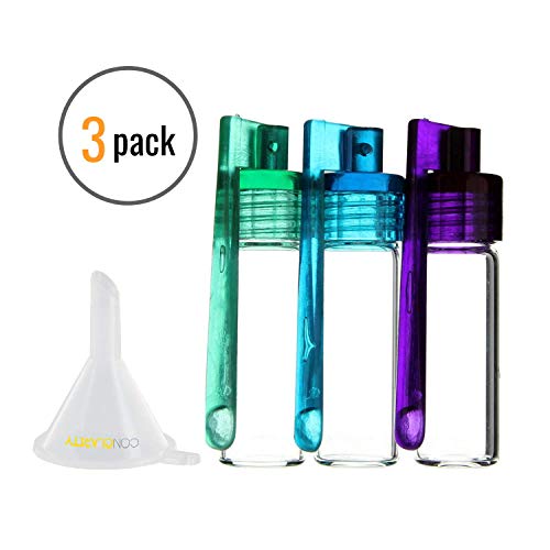 Product Cover 3 Pack Bundle | Premium 3g Spoon Snuff Bullet Spice Storage (Glass and Acrylic) Assorted Colors with ConClarity Micro Funnel