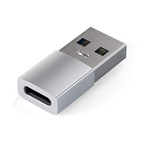 Product Cover Satechi Type-A to Type-C Adapter Converter - USB-A Male to USB-C Female - Compatible with iMac, MacBook Pro/MacBook, Laptops, PC, Computers and More (Silver)