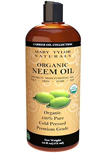 Product Cover Organic Neem Oil (16 oz), USDA Certified, Cold Pressed, Unrefined, Premium Quality, 100% Pure Great for Skincare and Hair Care by Mary Tylor Naturals