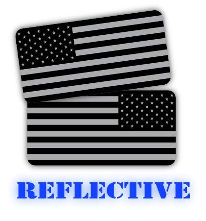 Product Cover (x2) 3M REFLECTIVE Stealthy American Flag Hard Hat Stickers | Black Ops Decals | Tactical Gear Survival Labels | USA Flags Toolbox Helmet Patriotic Old Glory ((US Flag (Single))