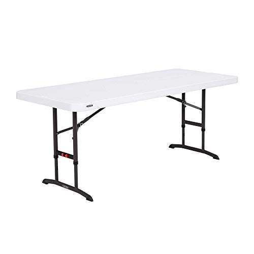 Product Cover Lifetime 80752 Commercial Adjustable Height Folding Table, 6-Foot, White Granite