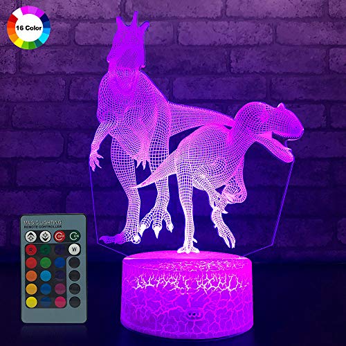 Product Cover JMLLYCO Kids Dinosaur Lamp Dinosaur Birthday Baby Night Light 16 Colors Change with Remote Control Ghristmas Gifts Christmas Decor for Kids Boys (Dinosaur Gifts)