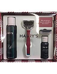 Product Cover Harry's Holiday Gift Set Razor Handle Blade Shave Gel Post Shave Balm - Red Handle