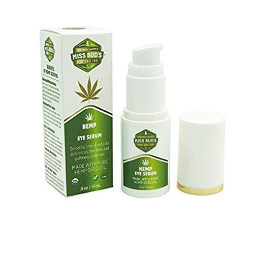 Product Cover Miss Bud's Hemp Eye Serum Reduces Dark Circles and Puffiness Improve Elasticity Made with a blend of Pure Hemp Seed, Wheat Germ, Coconut and Sunflower oils