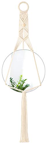 Product Cover Mkono Hanging Wall Mirror Decorative Round Mirror with Macrame Hanger for Apartment Living Room Bedroom Entryways Boho Home Decor