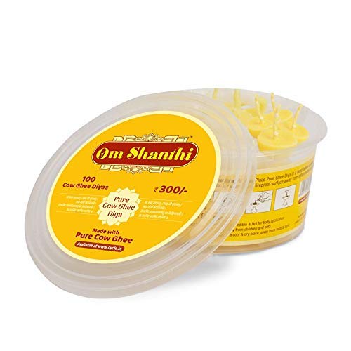 Product Cover Om Shanthi Wax Free Pure Cow Ghee Diya (100 Diyas) for Puja and Special Ocassions