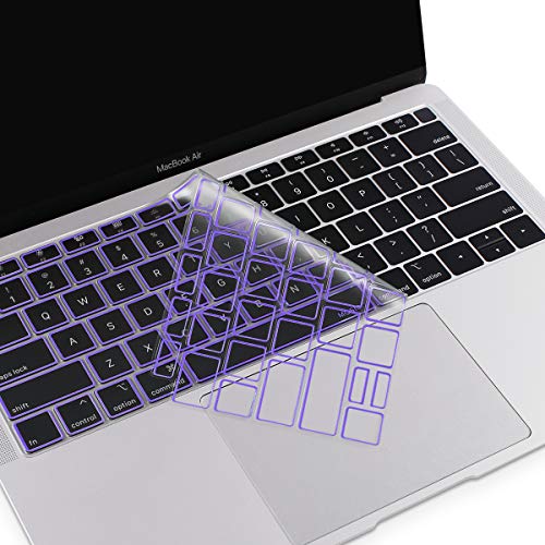 Product Cover MOSISO Premium Ultra Thin TPU Keyboard Cover Compatible with MacBook Air 13 inch 2019 2018 Release A1932 with Retina Display & Touch ID, Soft Protective Transparent Skin Protector, Ultra Violet