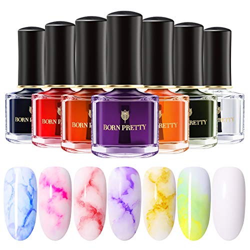 Product Cover BORN PRETTY Blossom Watercolor Nail Polish Magic Blossom Polish Manicuring Kit Work with Painting Drawing Nail Vanish Watercolor Ink Art Design 7 Colors Set