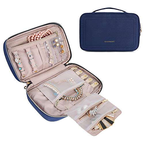Product Cover BAGSMART Travel Jewelry Storage Cases Jewelry Organizer Bag for Necklace, Earrings, Rings, Bracelet, Smokey Blue