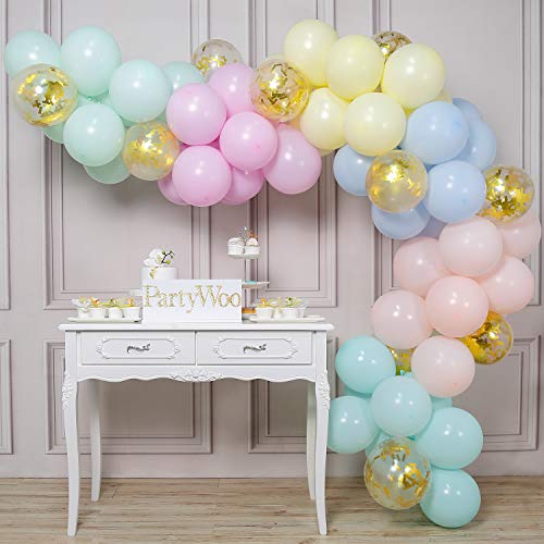 Product Cover PartyWoo Pastel Balloons, 70 pcs 12 Inch Pastel Latex Balloons, Gold Confetti Balloons, Pastel Color Balloons for Pastel Party Decorations, Pastel Birthday Decorations, Pastel Rainbow Party Supplies