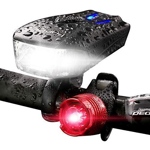 Product Cover Bicycle Headlight 800 Lumen USB Rechargeable 5 Modes Led Bike Lights Front and Back Set(Super Wide Range Design),Free Rear Tail Light Road Best Cycling Flashlight for Outdoor,IP65 Water-Resistant