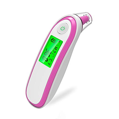 Product Cover Yongrow Dual Mode Fever Digital Medical Infrared Forehead and Ear Thermometer for Adults, Kids, Baby - No Touch Household Infrared Thermometer Forehead (Pink)