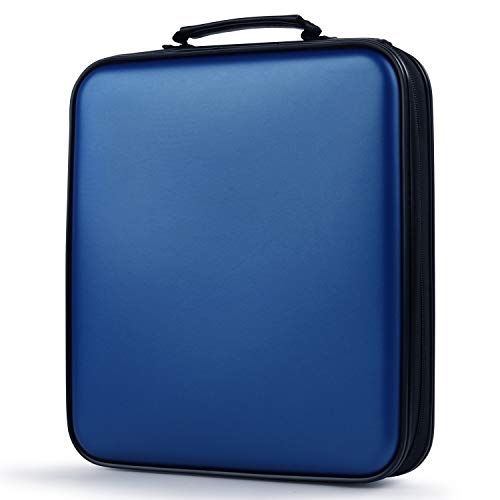 Product Cover COOFIT CD Case, 160 Capacity DVD Storage DVD Case VCD Wallets Storage Organizer Flexible Plastic Protective DVD Storage Blue