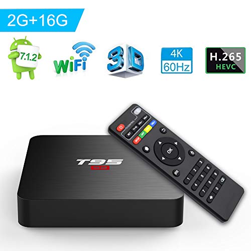 Product Cover Android 7.1 TV Box, T95 S2 Android Box 2GB RAM 16GB ROM Amlogic S905W Quad core 64 Bits TV Box Supporting 4K Full HD/H.265/3D Outputs Game Player Smart TV Box