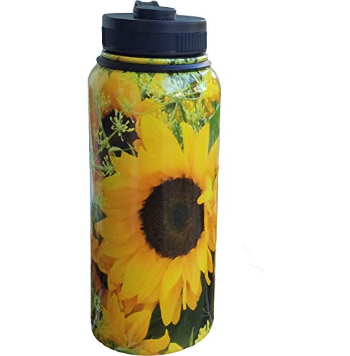 Product Cover Sunflower Water Bottle, Vacuum Insulated Stainless-Steel Metal, Beach Bottle, Sports and Travel Water Bottle, Keeps Your Beverages Cold or Hot for 12 Hours, Wide Mouth Opening with Lid