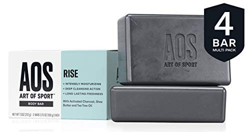Product Cover Art of Sport Body Bar Soap (4-Pack), Rise Scent, with Activated Charcoal, Tea Tree Oil, and Shea Butter, 3.75 oz