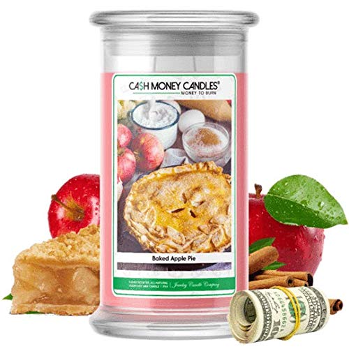 Product Cover  Cash Money Candles | $2-$2500 Inside | Guaranteed Rare $2 Bill | Large Long-Lasting 21oz Jar All Natural Soy Candle | Hand Poured Made in The USA Family Owned (Baked Apple Pie)