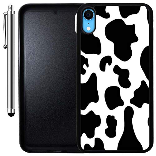 Product Cover Custom Case Compatible with iPhone XR (Cow Print) Edge-to-Edge Rubber Black Cover Ultra Slim | Lightweight | Includes Stylus Pen by Innosub