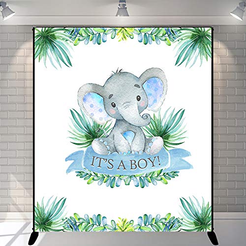 Product Cover Mehofoto Boy Elephant Baby Shower Backdrop It's A Boy Peanut Baby Shower Background 5x6ft Vinyl Elephant Baby Shower Party Banner Decoration