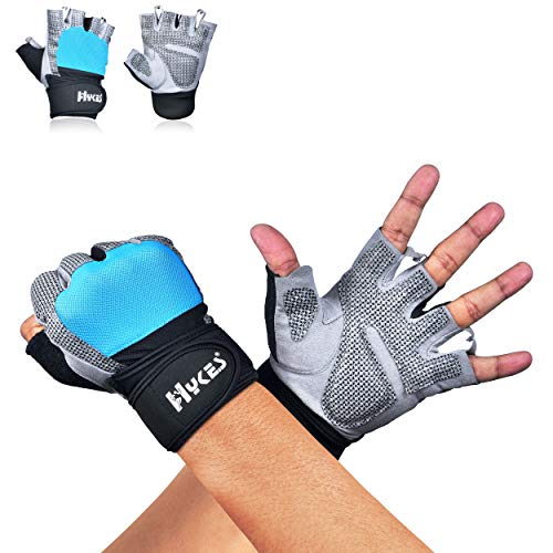 Product Cover Hykes Gym Gloves - Weight Lifting Fitness Hand Grips with Wrist Support for Workout Powerlifting Fitness Training - Men and Women (Large)