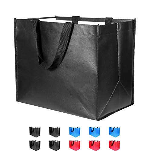 Product Cover Large Reusable Grocery Bags 10 Pack Heavy Duty, Reinforced Handles with X Stitching Hold 50 lbs, Durable Shopping Tote Bags Foldable, Washable & Eco-Friendly, 10 Years Warranty, 3 Colors
